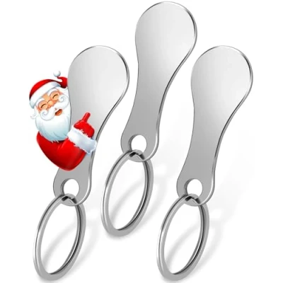 Image of 3 Shopping Trolley Removers Made of Stainless Steel Key Fob for Front Loader Removable Token Keyring