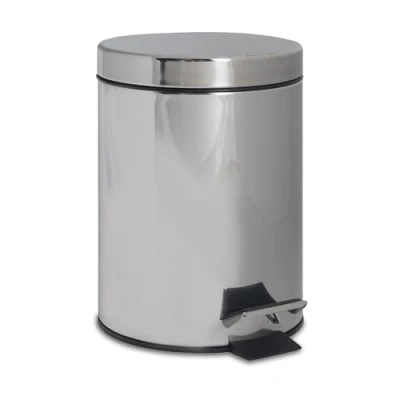 Image of Chrome 3L Round Stainless Steel Bathroom Pedal Bin By Harbour Housewares