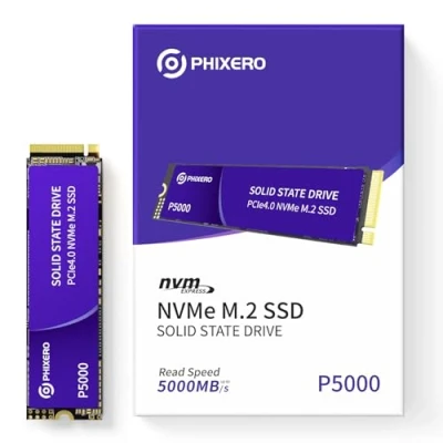 Image of PHIXERO P5000 NVMe SSD 1Tb PCIe Gen 4.0x4 M.2 2280 Speeds Up to 5,200MB/s Internal Solid State Drive for Laptop All in One PC Desktop Games/Design/Rendering