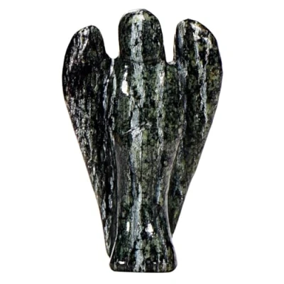 Image of Morella Gemstone Zebra Jasper Angel Good Luck Charm Guardian to take with You 3,5 cm 1.38 inch in a Velvet Bag