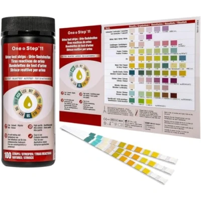 Image of One Step: 11 Parameter Urine Test Strips Ascorbic Acid, UTI Infection, Blood, Glucose Testing Sticks