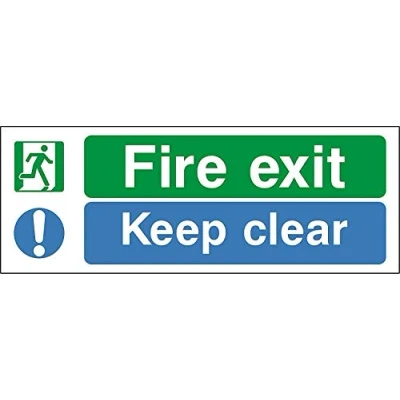 Image of Escape route keep clear Fire exit safety sign 3mm Aluminium 300mm x 100mm