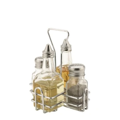 Image of 4 Piece Condiment Set Salt, Pepper, Oil &amp; Vinegar
