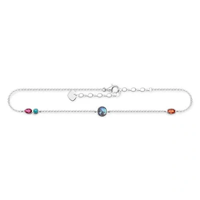 Image of Thomas Sabo Women Anklet Colourful Stones 925 Sterling Silver AK0005 986 7 L27v