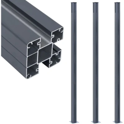 Image of vidaXL Fence Posts 3 pcs Dark Grey 185 cm Aluminium