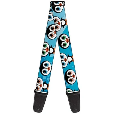 Image of Buckle Down GS W30390 &quot;Cute Penguins Blue Bubbles&quot; Guitar Strap