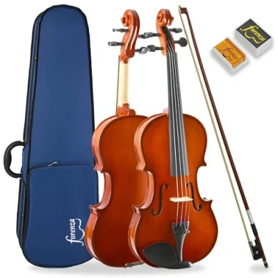 Image of Forenza Prima I 3/4 Size Violin Outfit with Hardwood Fingerboard, Ebony Pegs, Lightweight Hard Case, Wood Bow, Rosin, Steel Core Strings