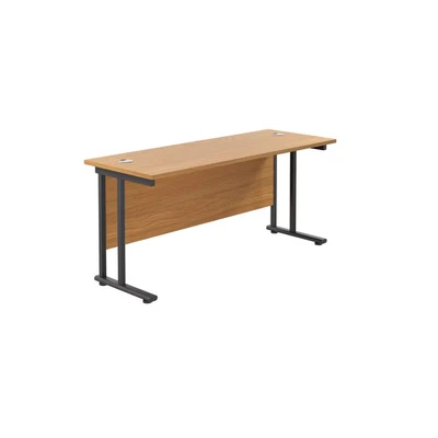 Image of Jemini Rectangular Double Upright Cantilever Desk 1600x600mm Nova Oak/Black KF820116