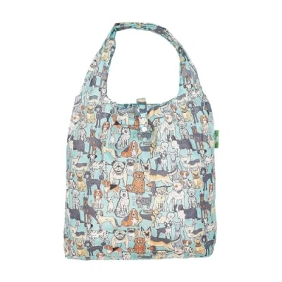 Image of ECO CHIC Lightweight Foldable Reusable Shopping Bag Water Resistant Tote (Dogs Teal)
