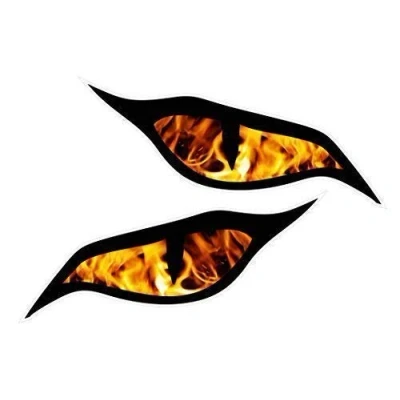Image of CT Design Pair Of Evil Eyes Eye Stickers With Orange Flames Fire Motif Vinyl Car Motorbike Helmet Sticker Decal each 70x30mm