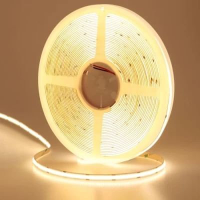 Image of GOMING 49.2ft/15M DC 24V COB LED Strip Light Warm White 3000K 5760LEDs CRI 93+ 11000lm Uniform Glow Not Waterproof IP20 Flexible Tape Lights for DIY Cabinet Bedroom Home Decor(No Power Supply)