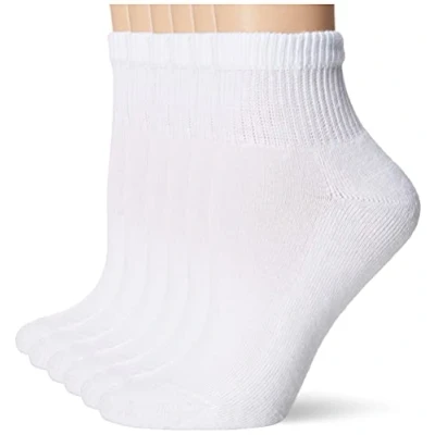 Image of Hanes Ultimate Women&#039;s 6 Pack Comfort Toe Seamed Ankle Socks, White, 9 May