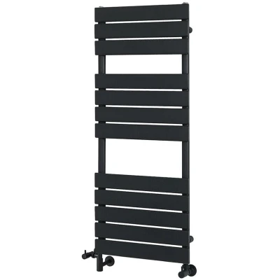 Image of Milano Lustro Black Dual Fuel Flat Panel Heated Towel Rail 1200mm x 450mm