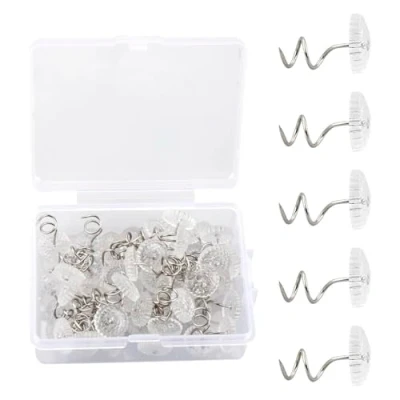 Image of Tabanzhe 50 PCS Twist pins,Clear Upholstery Pins,Bed Skirt Pins,Fasteners Pins for Slipcovers Mattresses Bedskirts Headliner Repairing Loose Drapery Craft