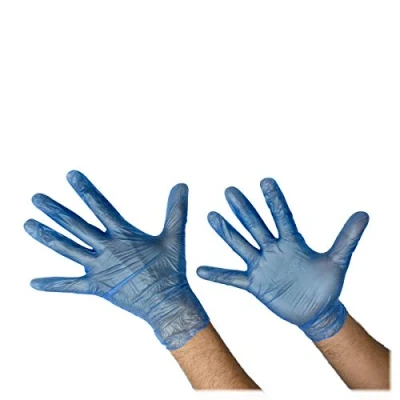 Image of Blue Vinyl Powder Free Gloves Pack of 100 Latex Large Size
