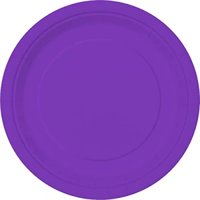 Image of Neon Purple Solid Round Paper Dessert Plates (17cm) 20 Count Vibrant for Parties and Events, Perfect Appetizers, Snacks, Desserts