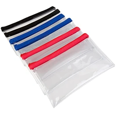 Image of Clear Pencil Case, Transparent Exam Case PVC with Zipper Perfect for Secondary School 90% Recycled