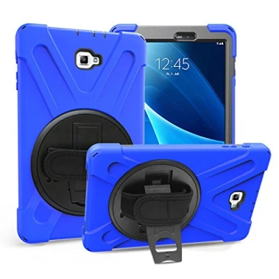 Image of Gerutek for Samsung Galaxy Tab A 10.1 2016 Case SM T580/T585 Heavy Duty Rugged Full Body Shockproof with 360 Degree Kickstand and Hand/Shoulder Strap Drop Protection Cover A6 Blue