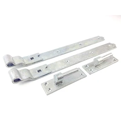Image of Wyre Direct Gate Hinges Cranked Design, for Wooden Gates Heavy Duty Stable Door Hinges, Hook and Band Secure Fittings Galvanised 400mm (16&quot;) 1Pair
