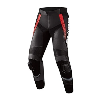 Image of SHIMA STR 2.0 Motorbike Pants Leather, Sport with HIPS &amp; Knees Protectors, Knee Sliders, Perforated for 2 Piece Suit (56, Red)