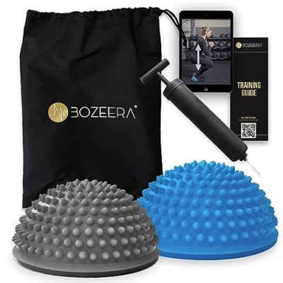 Image of [Hedgehog Balance Pods Yoga] 2 x Hedgehog Pod/Half Ball/Pilates Half Ball Training Equipment Includes Video Instructions, Pump, Poster &amp; Bag: Premium Set