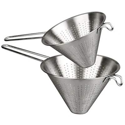 Image of Menax Chinese Strainer Colander and Sieve Food Metal Kitchenaid Utensils Kitchen Sieves Strainers Set of 2 14 18 cm