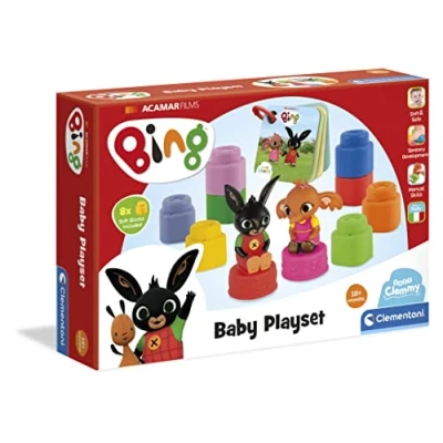 Image of Clementoni Clemmy Brick Playset Bing Characters and Booklet Set Soft Construction Children 18 Months Made in Italy, Multicoloured, 17693