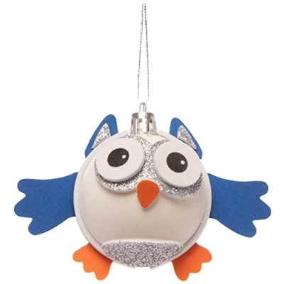 Image of Baker Ross Snowy Owl Bauble Kits Pack of 6, Make Your Own Christmas Decoration, Decoration Craft Kit (FE975)