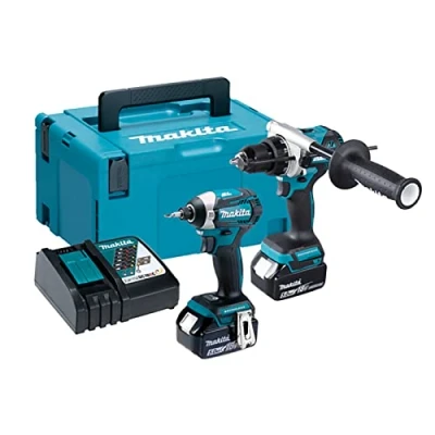Image of Makita DLX2412TJ 18V Li ion LXT 2 Piece Brushless Combo Kit Complete with x 5.0 Ah Batteries and Charger Supplied in a Makpac Case