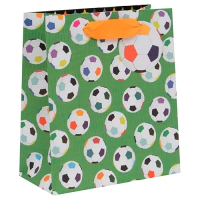Image of Glick Luxury Gift Bag, Soccer Medium Football Bag for Boys, 200 x 225 100mm, Green