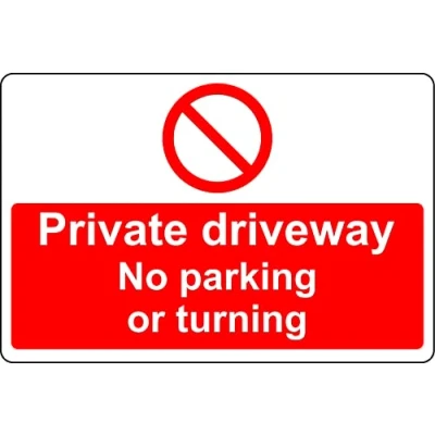 Image of Private driveway no parking or turning sign 1mm Plastic (400mm x 300mm)