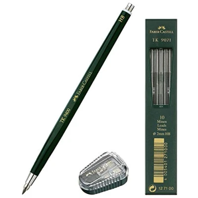 Image of Faber Castell lead pencil TK 9400, thickness: 2 mm, hardness: HB + spare leads and sharpener