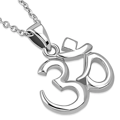 Image of 925 Sterling Silver Om Aum Ohm Yoga Hindu Pendant Necklace