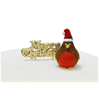 Image of Anniversary House Plump Christmas Robin Resin Cake Topper &amp; Merry