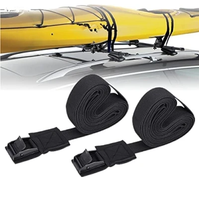 Image of 2pcs Kayak Tie Down Straps, Heavy Duty Lashing Straps Cargo Strap, Outdoor Surfboard Roof Rack Cam Buckle Lock Paddle Board Carrier Sling Strap for Carrying Any Luggage, 300 x 2.5cm