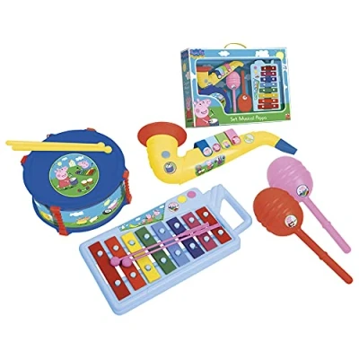 Image of REIG Peppa Pig 2324 Musical Instruments Xylophone, Drum, Saxophone and Maracas Set