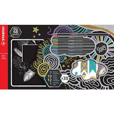 Image of Premium metallic Fibre Tip Pen STABILO 68 Creative Box Pack of 7 Assorted Colours