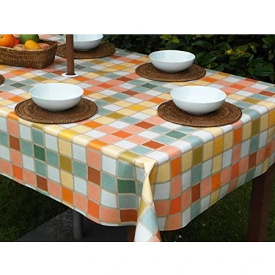 Image of 55x78&quot; RECTANGLE PVC/VINYL TABLECLOTH CANDY CHECK WITH PARASOL HOLE