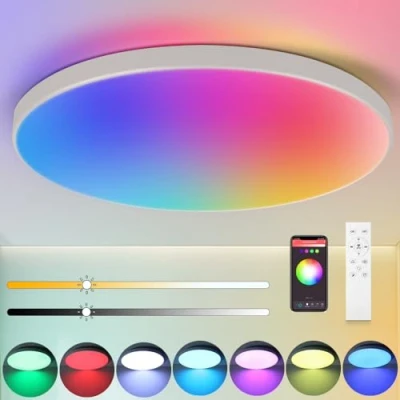 Image of CANMEIJIA LED Ceiling Light, 24W 12inch Smart Lights RGB Dimmable with Remote Control 3000 6500K 2520LM Bathroom IP44 for Bedroom Bath Living Room Kitchen Hallway