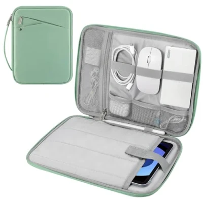 Image of MoKo 9 11 inch Tablet Sleeve Carrying Case with Handle, Padded Protective Travel Bag for New iPad Air/Pro 2024, 10th Gen 10.9, Air 5/4th 10.9,iPad 9/8th 10.2,Tab S9/S8 11,Bodhi Green