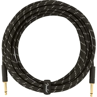 Image of Fender Deluxe Series Instrument Cable 18.6 ft STR/STR Black Tweed,5.5m