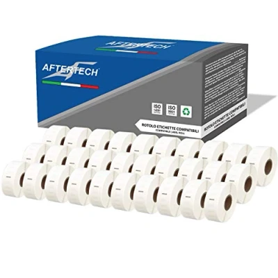 Image of Aftertech 30x 11352 25x54mm Compatible Adhesive Labels Rolls (500 Labels/roll = 15000 Total) for Dymo LabelWriter Seiko SLP LabelWriters Printers S0722520 30x11352