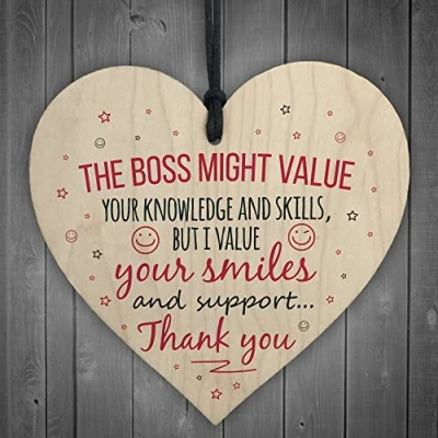 Image of RED OCEAN I Value You Colleague Wooden Hanging Heart Plaque Sign Friendship FRIEND Thank Gift