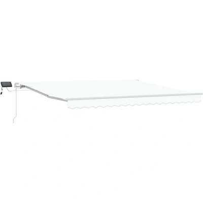 Image of vidaXL Manual Retractable Awning with LED White 400x350 cm