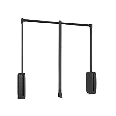 Image of Emuca hanging, pull down wardrobe rail lift, adjustable width 830 1150mm (31,4 45,27 inch), titanium colour, Steel and plastic