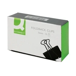 Image of Q Connect Foldback Clip 32mm Black (Pack of 10) Ref KF01284