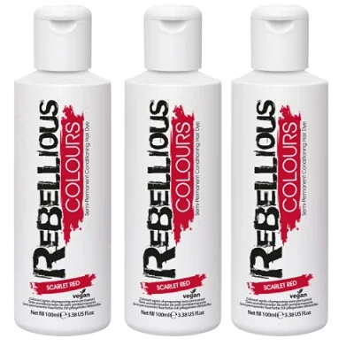 Image of Rebellious colour Semi Permanent hair Dye Conditioning vegan cruelty free direct application 300ml (Scarlet Red)