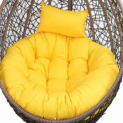 Image of Egg Chair Cushion Only, Washable Hanging Replacement, Large Thick Swing Cushion, Indoor Outdoor Garden Mat Pads for Chairs Yellow