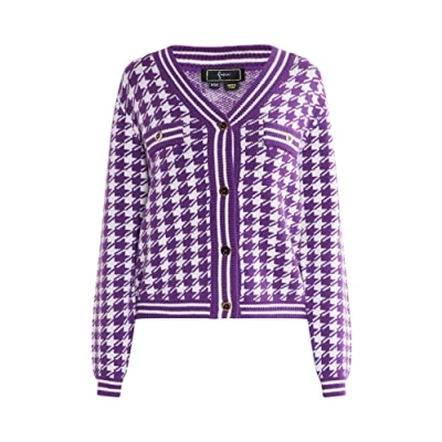 Image of nelice Women&#039;s Cardigan Sweater, Dark Purple, XS/S
