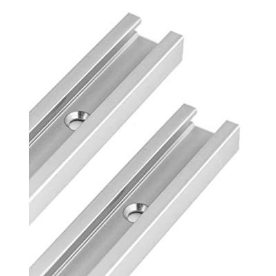 Image of QWORK® T Track Slot Miter 12 Inch 300mm, Aluminum Alloy Jig Fixture Double Cut Design for Table Saw Router Woodworking Tool, 19 x 10 mm, 2 Pcs